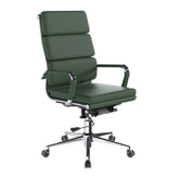Nautilus Designs Avanti High Back Bonded Leather Executive Office Chair With Individual Back Cushions and Fixed Arms Green - BCL/6003/FGN DD